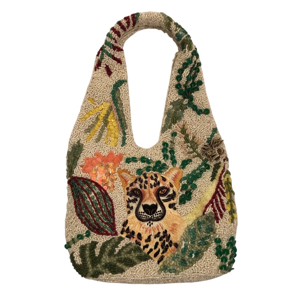 Marshall's Viral Beaded Bag Leopard Motif & Tropical Accents NEW WITHOUT TAGS